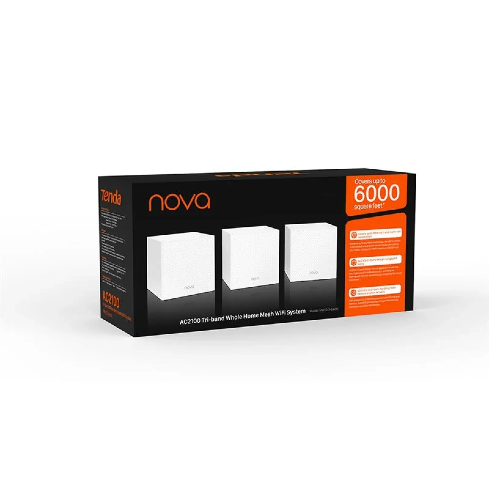 WiFi Mesh система Tenda MW12(3-pack) (AC2100, 3xGE LAN, Beam Forming, MU-MIMO, 4xInternal antenna) UA