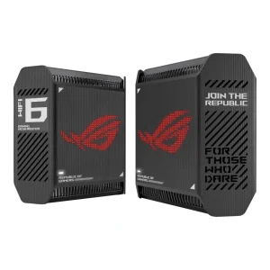 Бездротовий маршрутизатор Asus ROG Rapture Gaming Mesh System GT6 (2PK black) (AX10000, 1x2.5G WAN, 3xGE LAN, 1xUSB 3.2 Gen 1 x 1, 9 внутрішніх антен), GT6(B-2-PK) UA