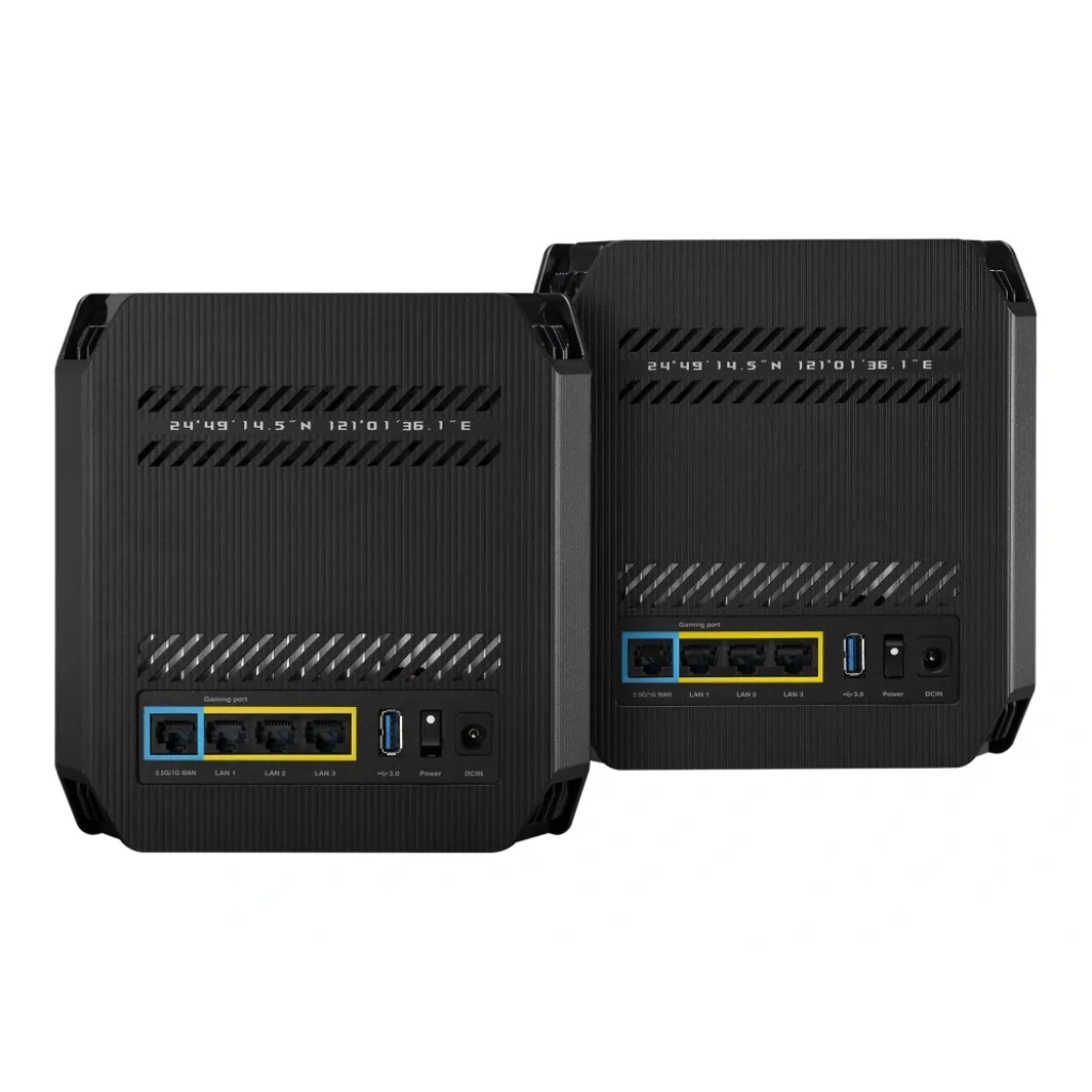 Бездротовий маршрутизатор Asus ROG Rapture Gaming Mesh System GT6 (2PK black) (AX10000, 1x2.5G WAN, 3xGE LAN, 1xUSB 3.2 Gen 1 x 1, 9 внутрішніх антен), GT6(B-2-PK) UA