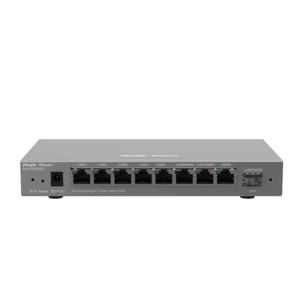 Маршрутизатор Ruijie Reyee RG-EG209GS (1xGE WAN, 1xSFP WAN/LAN, 2xGE WAN/LAN, 5xGE LAN, controller APs, Ipsec VPN, Cloud Managed) UA