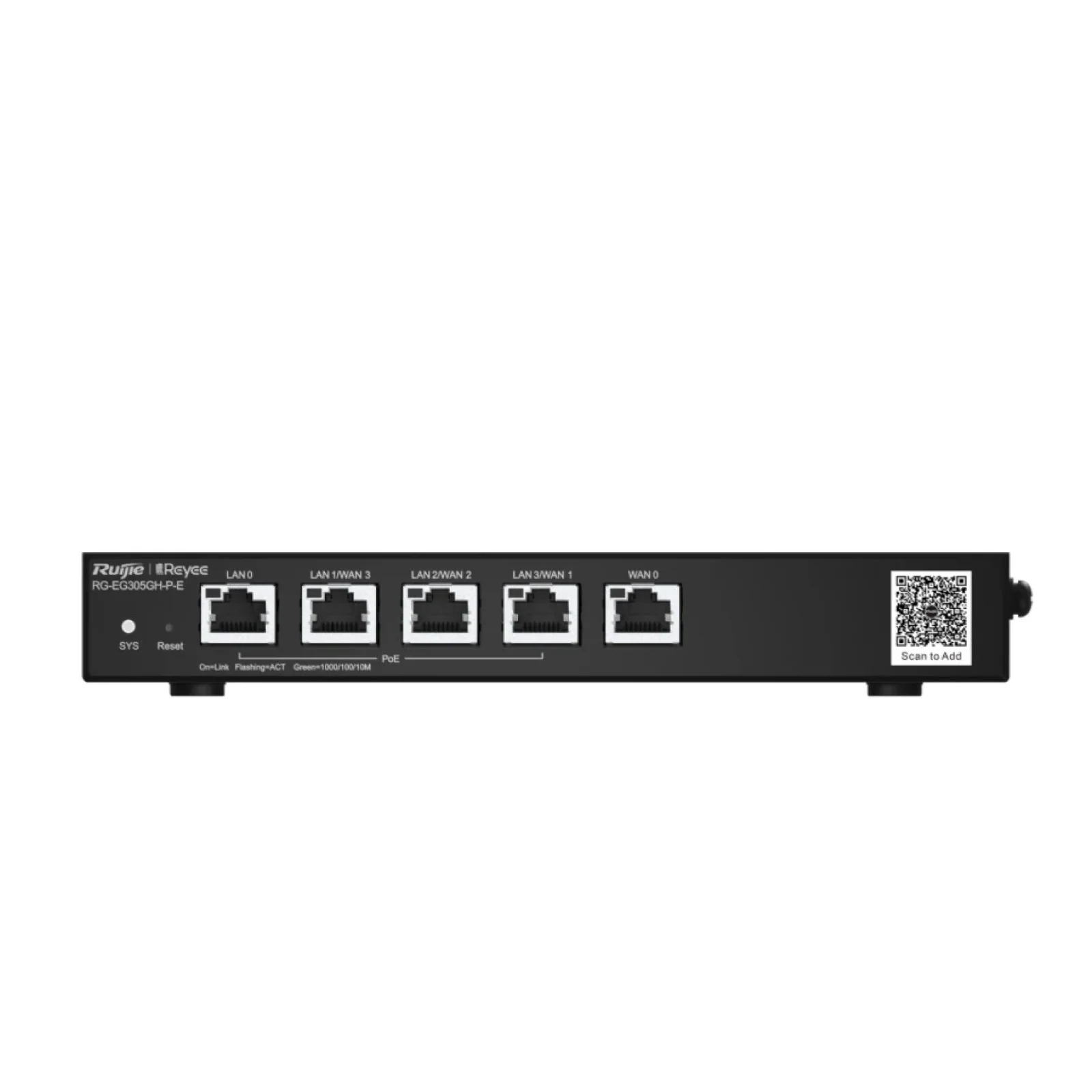 Маршрутизатор Ruijie Reyee RG-EG305GH-P-E (1xGE WAN, 3xGE WAN/PoE+ LAN, 1xGE LAN, max PoE 60W, VPN, Ruijie cloud) UA