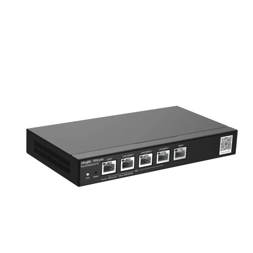 Маршрутизатор Ruijie Reyee RG-EG305GH-P-E (1xGE WAN, 3xGE WAN/PoE+ LAN, 1xGE LAN, max PoE 60W, VPN, Ruijie cloud) UA