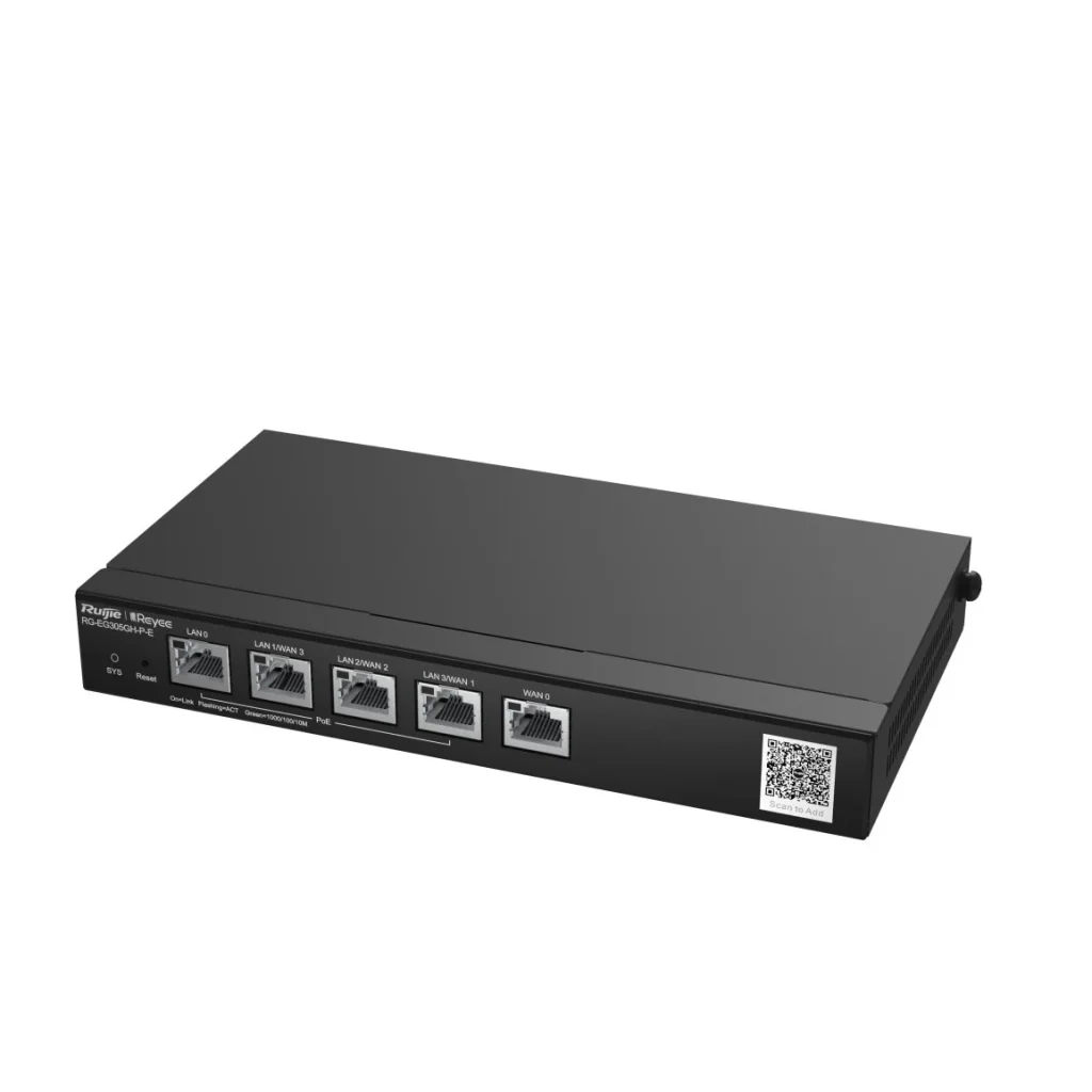 Маршрутизатор Ruijie Reyee RG-EG305GH-P-E (1xGE WAN, 3xGE WAN/PoE+ LAN, 1xGE LAN, max PoE 60W, VPN, Ruijie cloud) UA