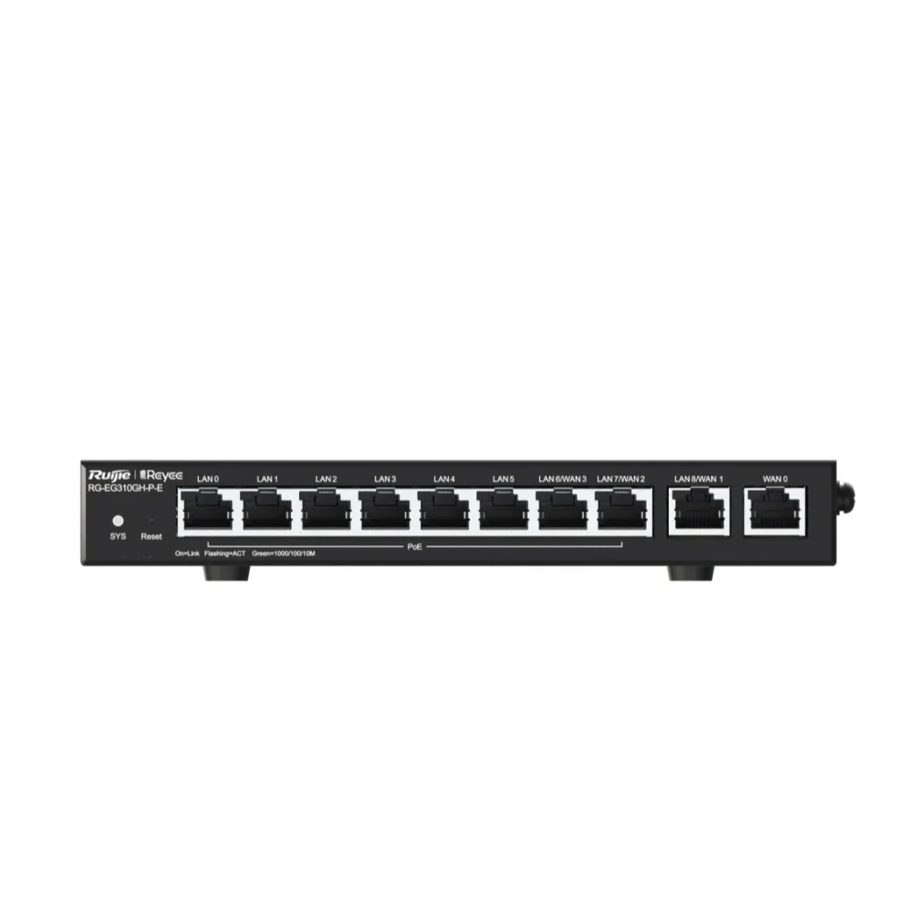 Маршрутизатор Ruijie Reyee RG-EG310GH-P-E (1xGE WAN, 3xGE WAN/PoE+ LAN, 4xGE PoE+ LAN, 2xGE LAN, max PoE 110W, VPN, Ruijie cloud) UA