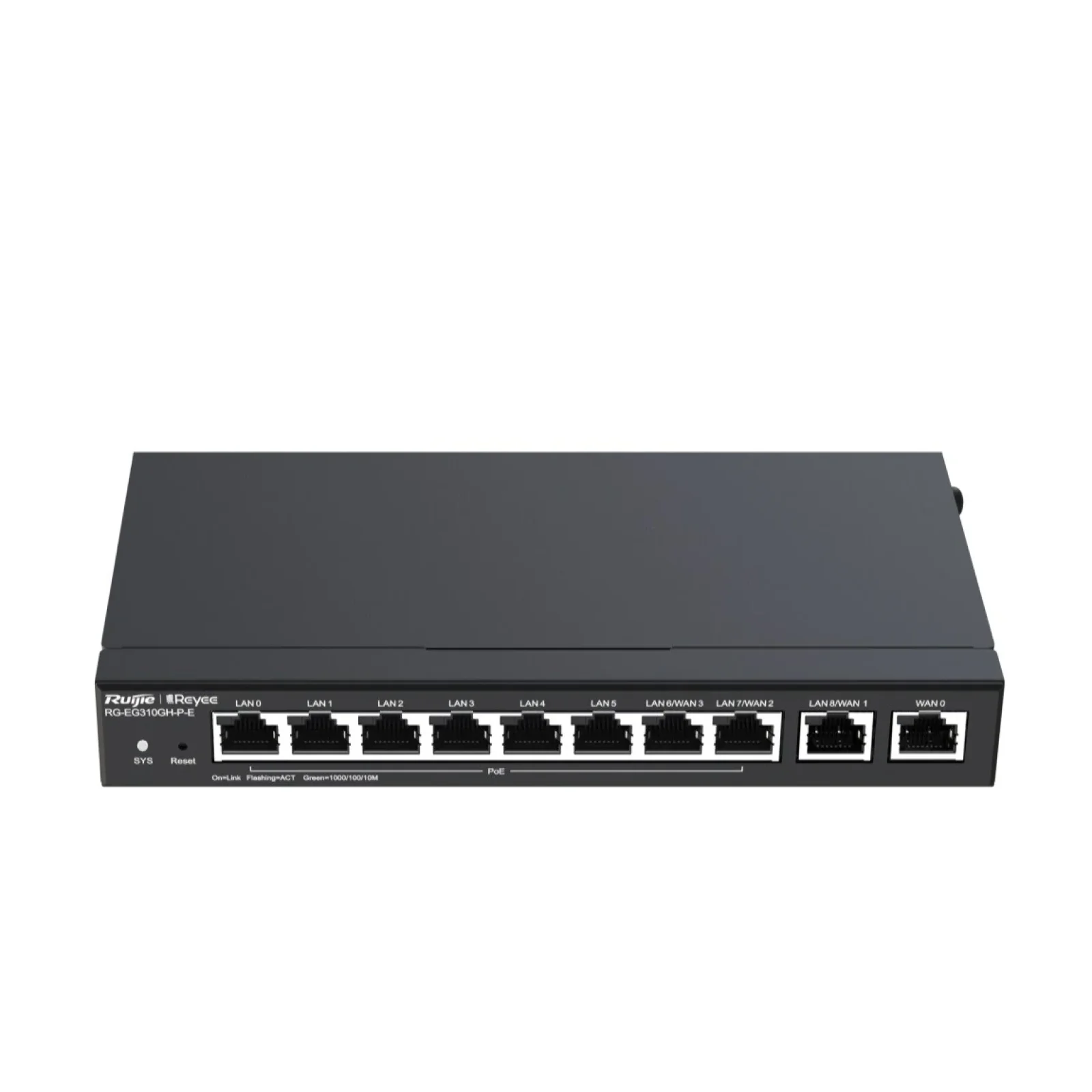 Маршрутизатор Ruijie Reyee RG-EG310GH-P-E (1xGE WAN, 3xGE WAN/PoE+ LAN, 4xGE PoE+ LAN, 2xGE LAN, max PoE 110W, VPN, Ruijie cloud) UA