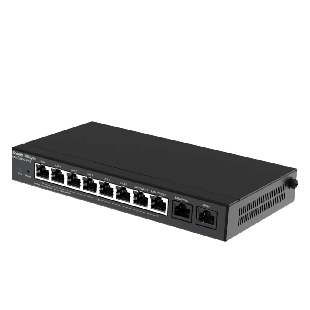 Маршрутизатор Ruijie Reyee RG-EG310GH-P-E (1xGE WAN, 3xGE WAN/PoE+ LAN, 4xGE PoE+ LAN, 2xGE LAN, max PoE 110W, VPN, Ruijie cloud) UA