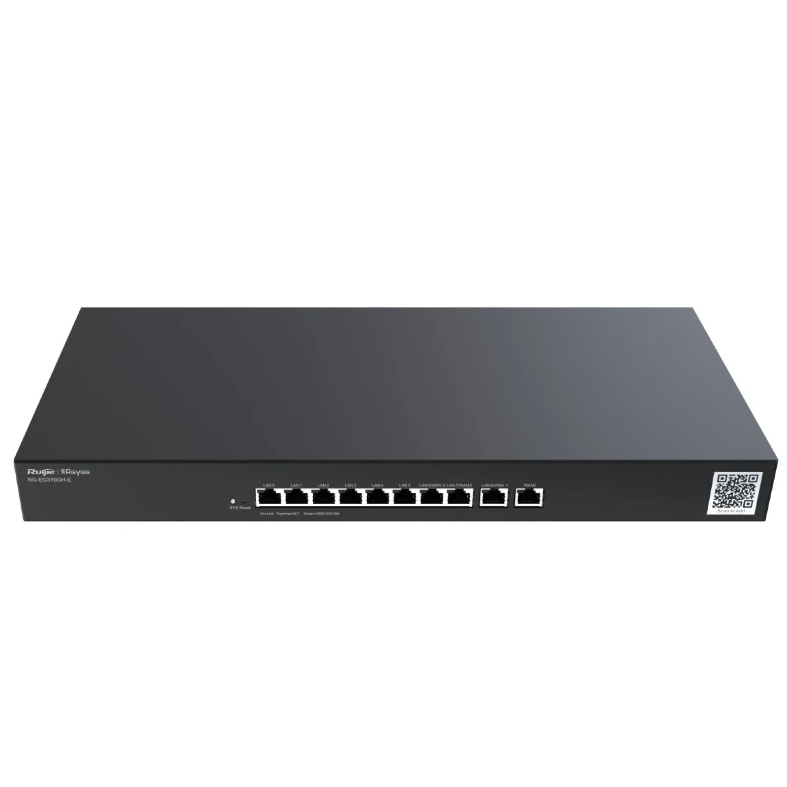 Маршрутизатор Ruijie Reyee RG-EG310GH-E (1xGE WAN, 3xGE WAN/LAN, 6xGE LAN, controller APs, VPN, Cloud Managed) UA