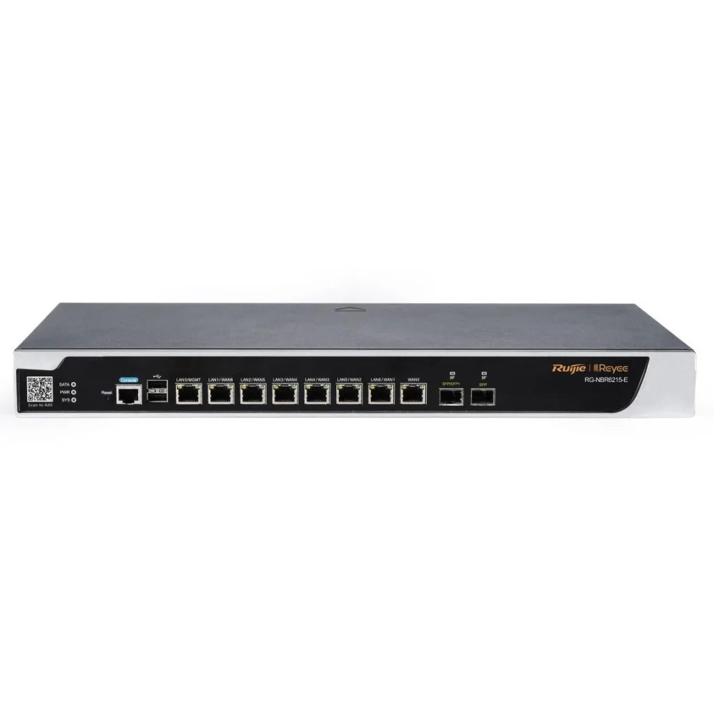 Маршрутизатор Ruijie Reyee RG-NBR6215-E (1xGE WAN, 1xSFP WAN/LAN, 1xSFP+ WAN/LAN, 6xGE WAN/LAN, 1xGE LAN, controller APs, VPN, Cloud Managed) UA