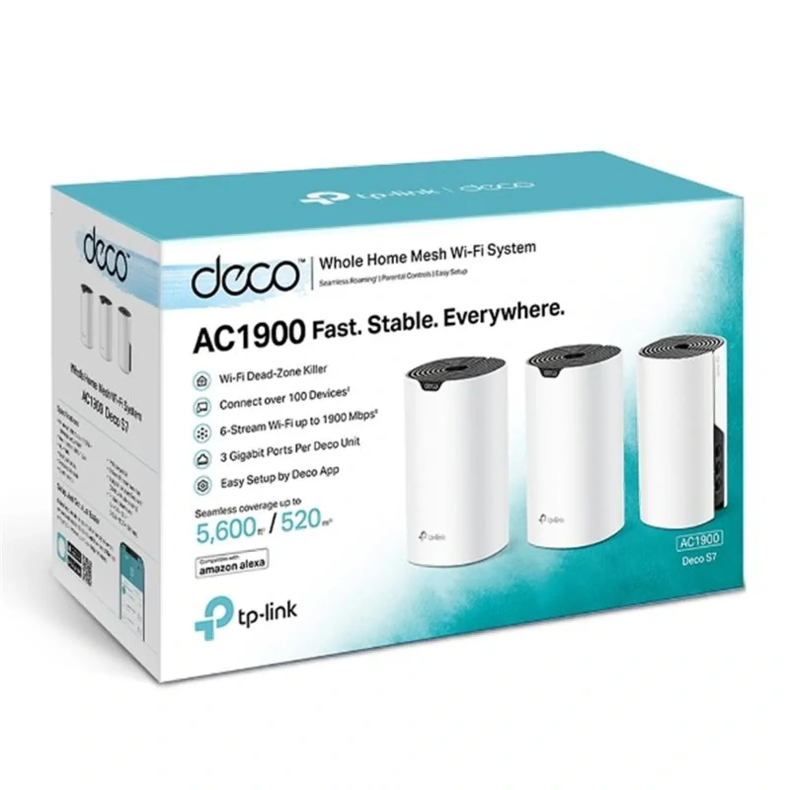 Комплект з трьох Mesh Wi-Fi маршрутизаторів TP-Link Deco S7 (Deco S7(3-pack)) (AC1900, 3xGE LAN, MU-MIMO, 3-pack) UA