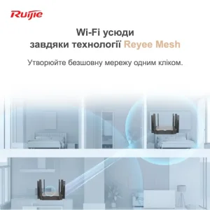 Беспроводной маршрутизатор Ruijie Reyee RG-EW3200GX PRO (AX3200, WiFi6, 1xGE Wan, 4xGE LAN, MU-MIMO, Ruijie Cloud/App, Reyee MESH, 8x внешн антен) UA