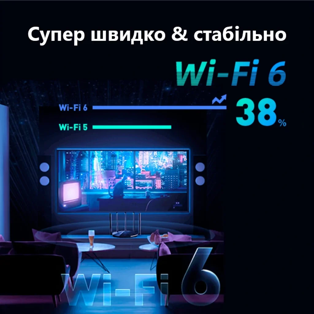 Беспроводной маршрутизатор Tenda RX2 Pro (AX1500, 1xGE WAN, 3xGE LAN, Beamforming, MU-MIMO 5 внешних антен) UA
