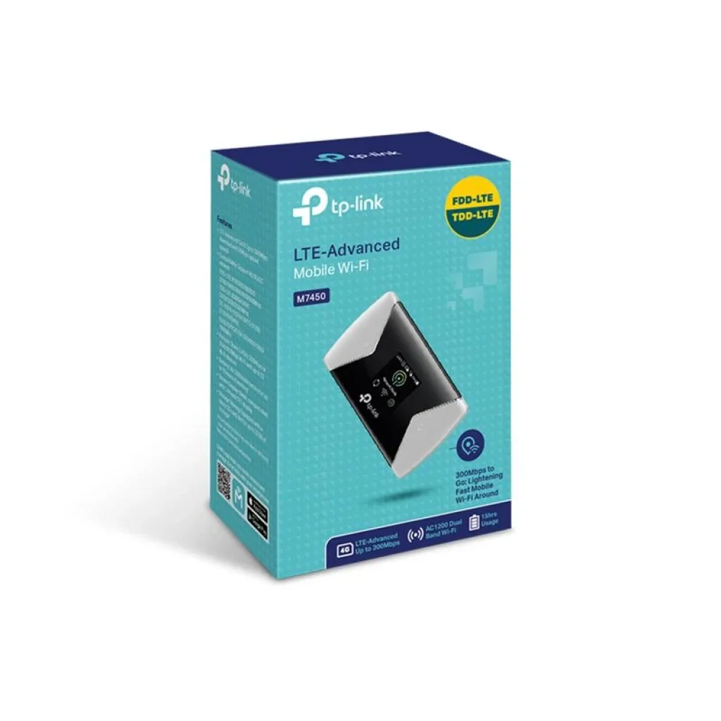 Бездротовий 3G/4G маршрутизатор TP-Link M7450 (4G CAT.6, 1*MicroSim, 1*Micro USB, 1*MicroSD, 3000 mAh, color display) UA