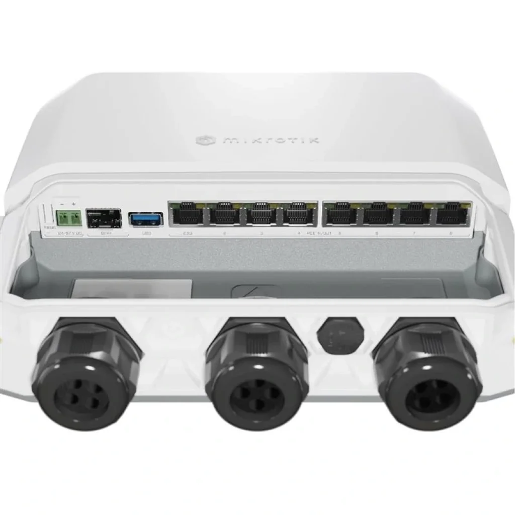 Маршрутизатор MikroTik RB5009UPr+S+OUT (7x1GE LAN PoE, 1xSFP+, 1x2.5GE LAN PoE, 1xUSB 3.0, PoE in, DC, 2-pin, max PoE 130W, IP66) UA