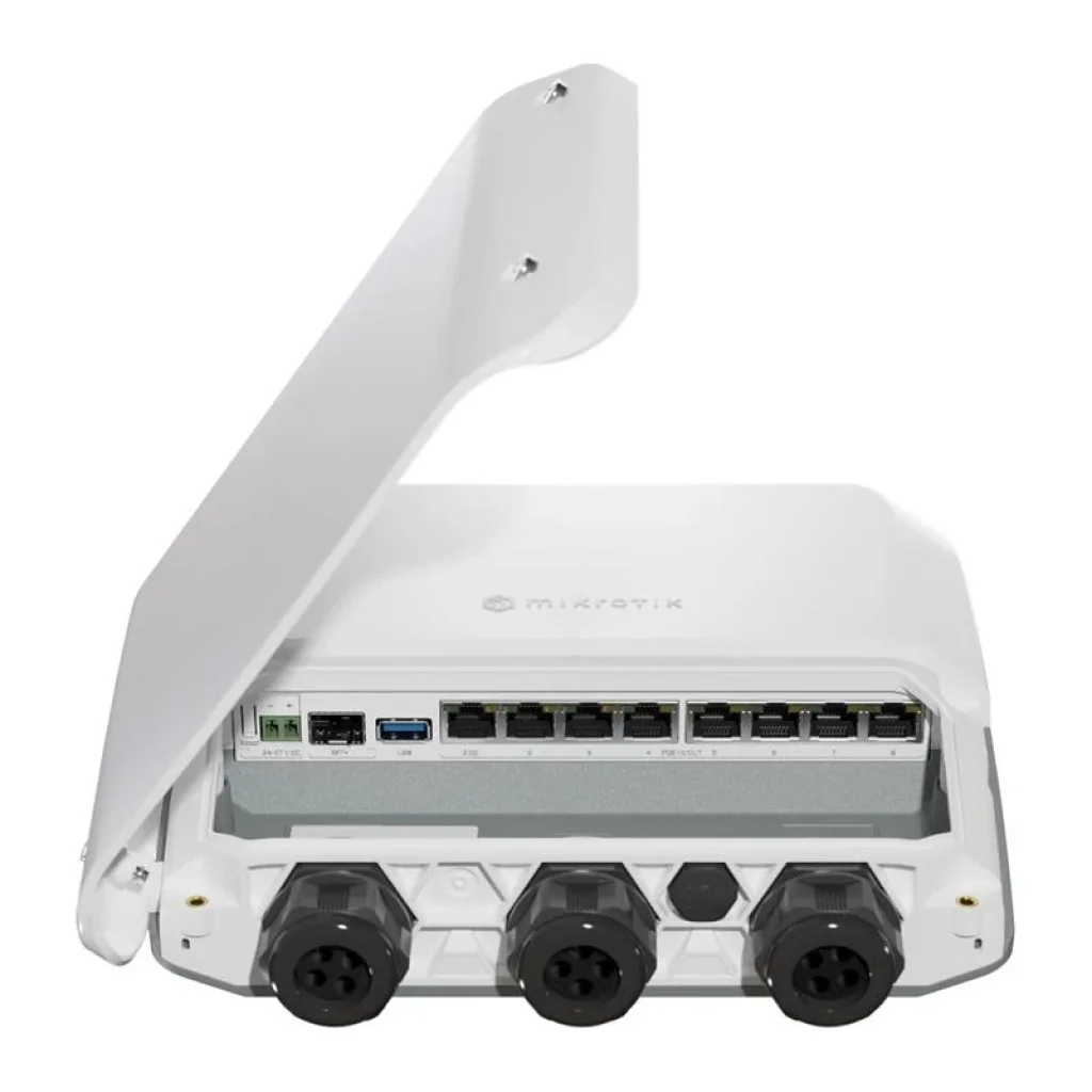 Маршрутизатор MikroTik RB5009UPr+S+OUT (7x1GE LAN PoE, 1xSFP+, 1x2.5GE LAN PoE, 1xUSB 3.0, PoE in, DC, 2-pin, max PoE 130W, IP66) UA
