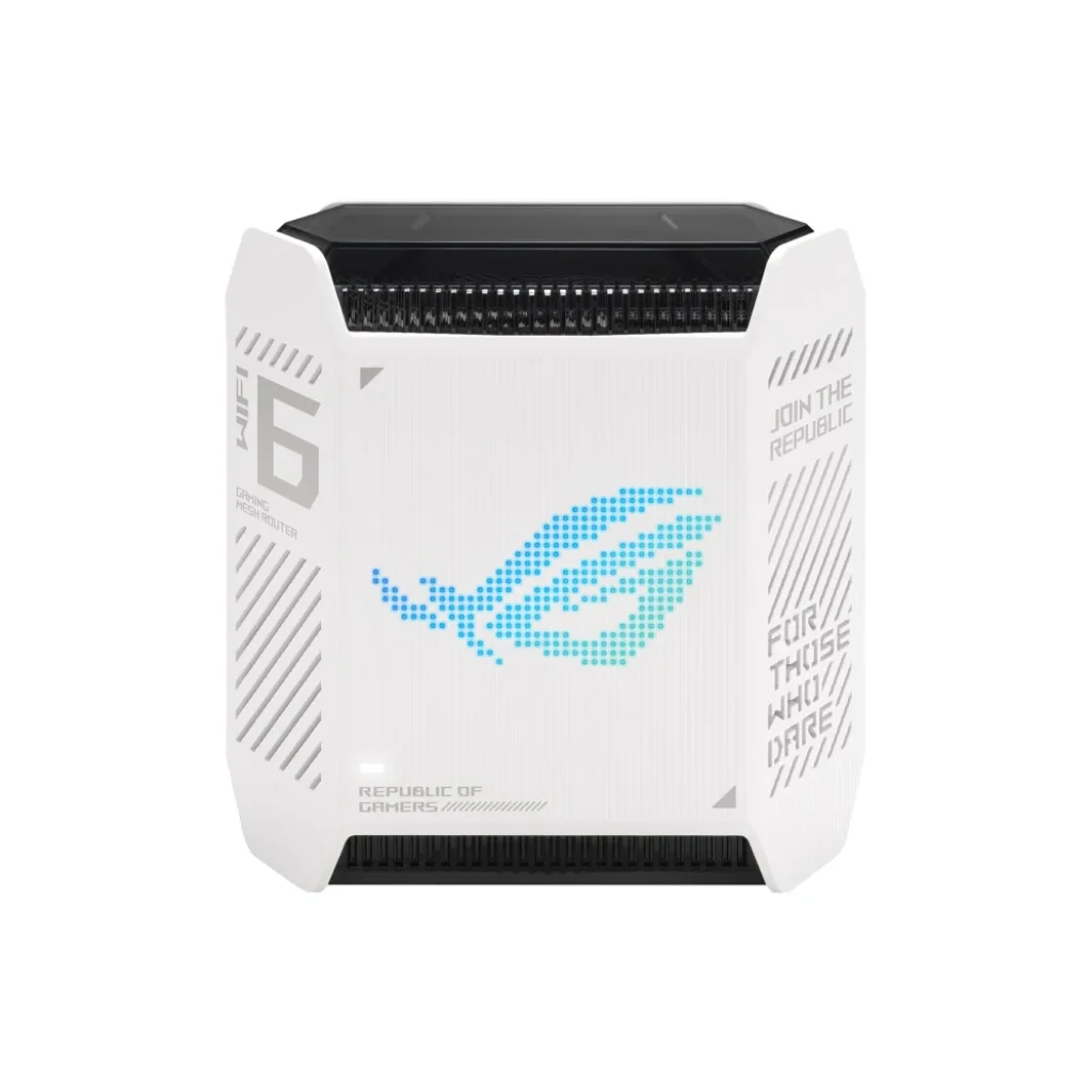 Беспроводной маршрутизатор Asus ROG Rapture Gaming Mesh System GT6 White 1pk (GT6-W-1-PK/90IG07F0-MU9A30) (AX10000, 1x2.5G WAN, 3xGE LAN, 1xUSB 3.2, 9 внутренних антен) UA