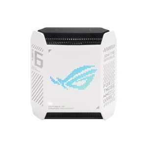 Бездротовий маршрутизатор Asus ROG Rapture Gaming Mesh System GT6 White 1pk (GT6-W-1-PK/90IG07F0-MU9A30) (AX10000, 1x2.5G WAN, 3xGE LAN, 1xUSB 3.2, 9 внутрішніх антен) UA
