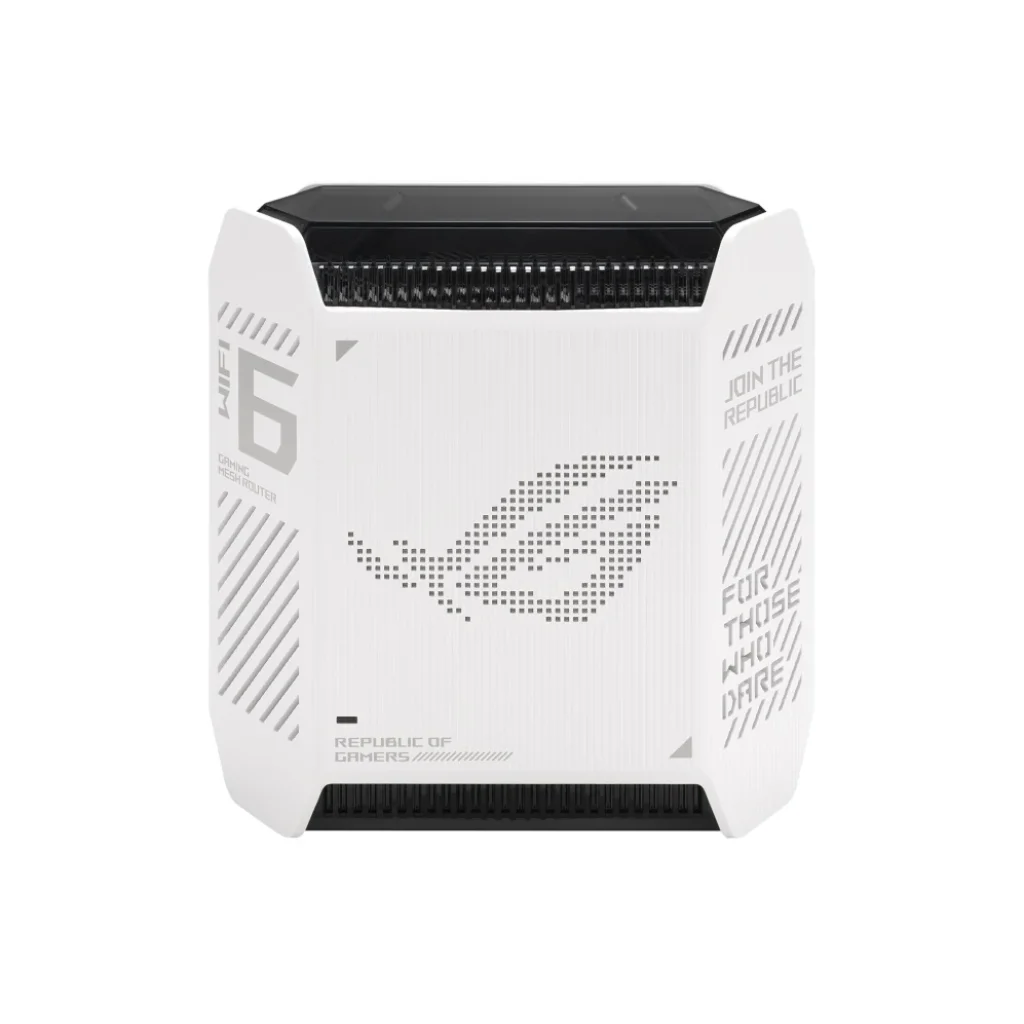 Беспроводной маршрутизатор Asus ROG Rapture Gaming Mesh System GT6 White 1pk (GT6-W-1-PK/90IG07F0-MU9A30) (AX10000, 1x2.5G WAN, 3xGE LAN, 1xUSB 3.2, 9 внутренних антен) UA