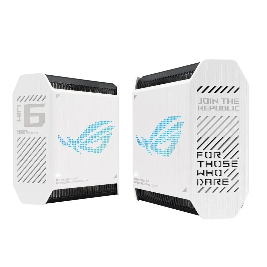Беспроводной маршрутизатор Asus ROG Rapture Gaming Mesh System GT6 White 2pk (GT6-W-2-PK/90IG07F0-MU9A40) (AX10000, 1x2.5G WAN, 3xGE LAN, 1xUSB 3.2, 9 внутренних антен) UA