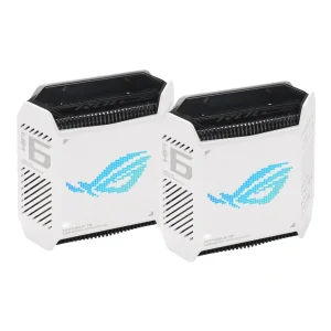 Беспроводной маршрутизатор Asus ROG Rapture Gaming Mesh System GT6 White 2pk (GT6-W-2-PK/90IG07F0-MU9A40) (AX10000, 1x2.5G WAN, 3xGE LAN, 1xUSB 3.2, 9 внутренних антен) UA