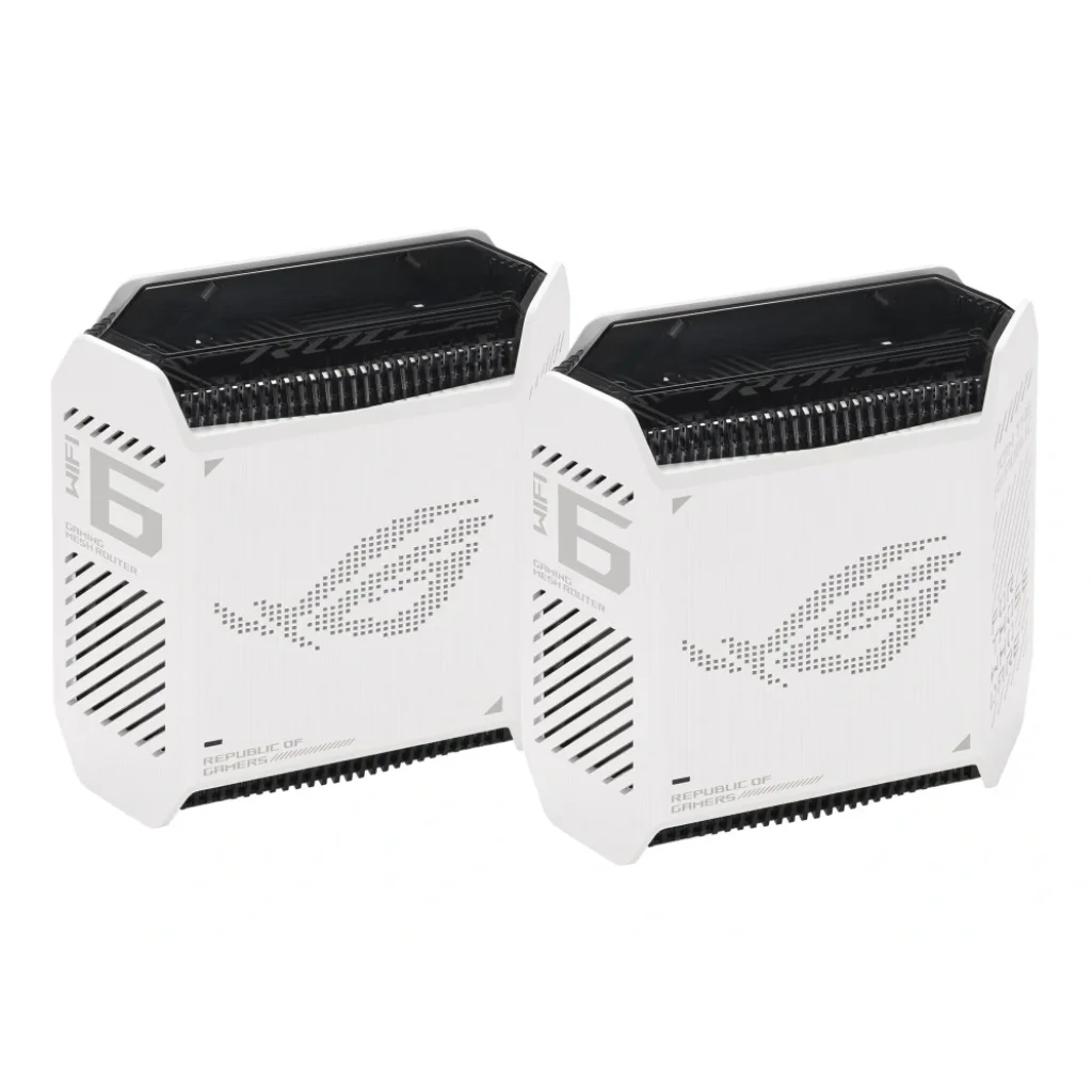 Беспроводной маршрутизатор Asus ROG Rapture Gaming Mesh System GT6 White 2pk (GT6-W-2-PK/90IG07F0-MU9A40) (AX10000, 1x2.5G WAN, 3xGE LAN, 1xUSB 3.2, 9 внутренних антен) UA