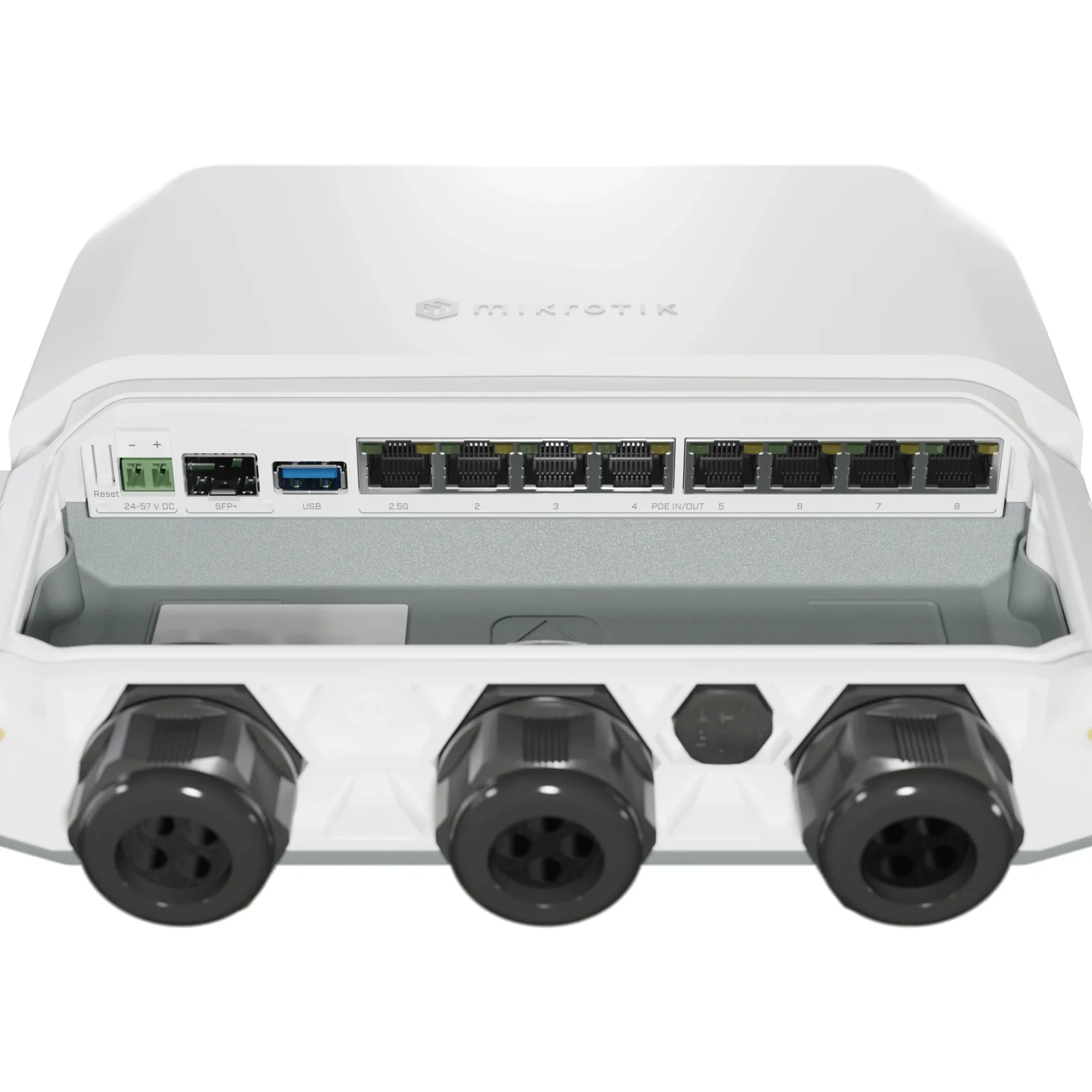 Маршрутизатор MikroTik RB5009UPr+S+OUT (7x1GE LAN PoE, 1xSFP+, 1x2.5GE LAN PoE, 1xUSB 3.0, PoE in, DC, 2-pin, max PoE 130W, IP66) UA
