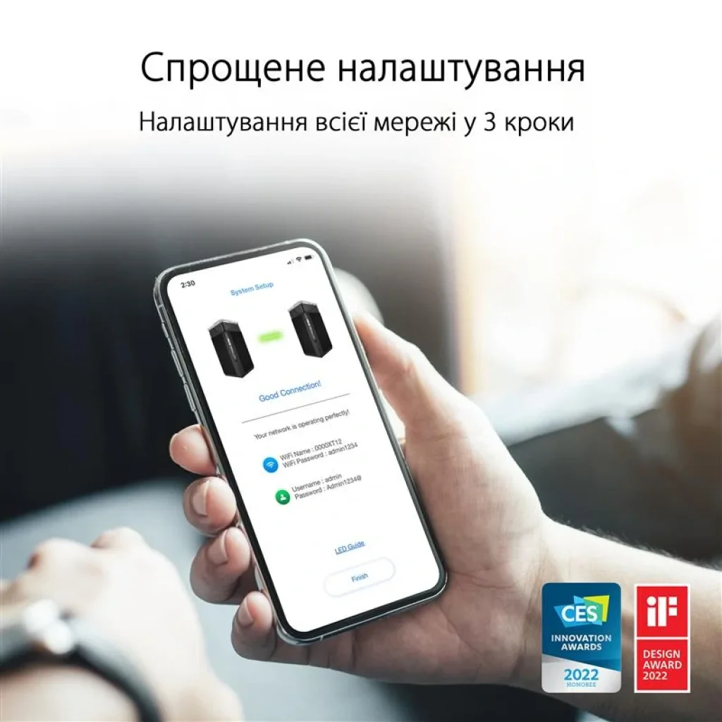 Бездротовий маршрутизатор Asus ZenWiFi Pro ET12 (1-PK) (AXE11000 Wi-Fi 6/6E, 1x2.5GE WAN, 1x2.5GE LAN, 2xGE LAN, AiMesh), ET12(1-PK) UA