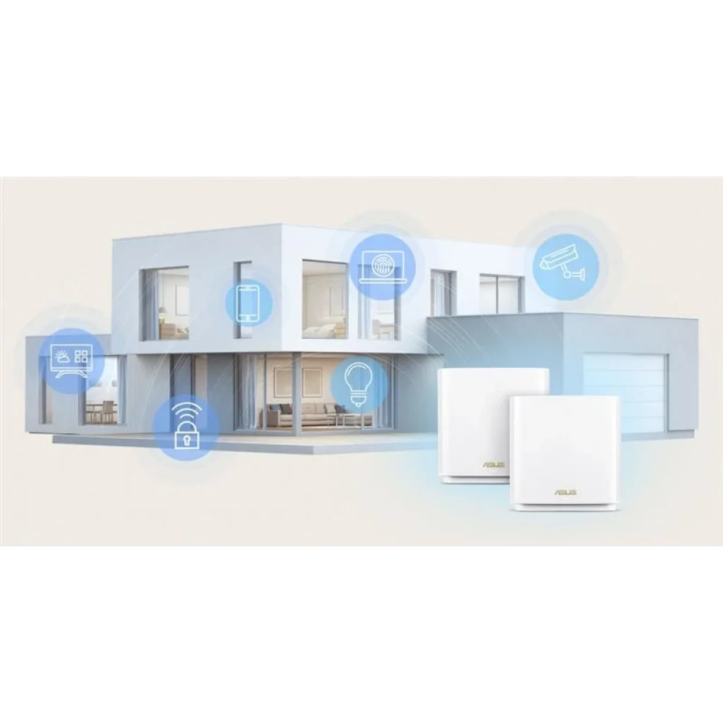 Wi-Fi Mesh система Asus ZenWiFi XT9 White 2pk (90IG0740-MO3B40) (AX7800, 1x2.5GE WAN, 3xGE LAN, 1xUSB 3.2 Gen 1, AiMesh, AiProtection, 6 внутрішніх антен) UA