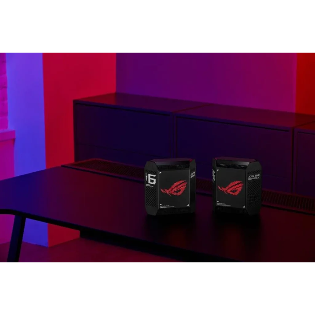Бездротовий маршрутизатор Asus ROG Rapture Gaming Mesh System GT6 (2PK black) (AX10000, 1x2.5G WAN, 3xGE LAN, 1xUSB 3.2 Gen 1 x 1, 9 внутрішніх антен), GT6(B-2-PK) UA