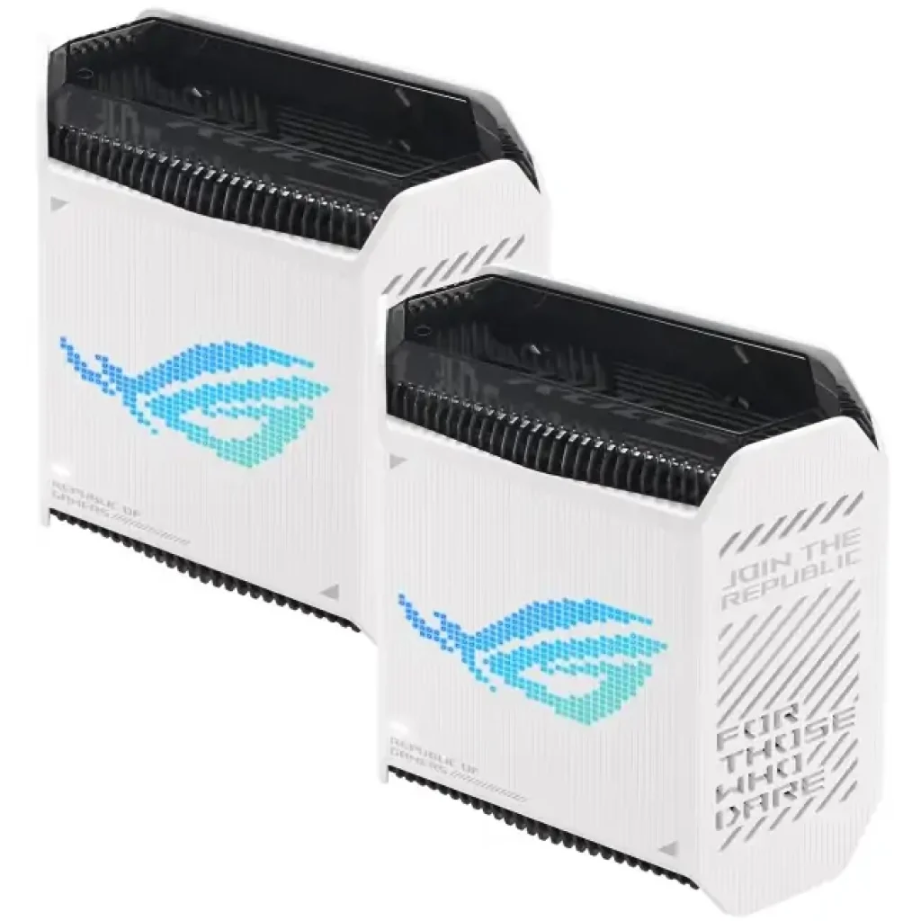 Беспроводной маршрутизатор Asus ROG Rapture Gaming Mesh System GT6 White 2pk (GT6-W-2-PK/90IG07F0-MU9A40) (AX10000, 1x2.5G WAN, 3xGE LAN, 1xUSB 3.2, 9 внутренних антен) UA