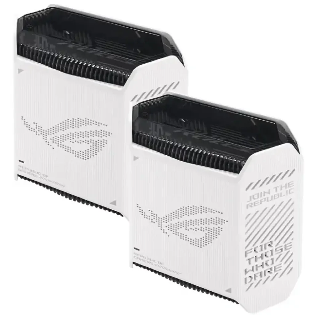 Беспроводной маршрутизатор Asus ROG Rapture Gaming Mesh System GT6 White 2pk (GT6-W-2-PK/90IG07F0-MU9A40) (AX10000, 1x2.5G WAN, 3xGE LAN, 1xUSB 3.2, 9 внутренних антен) UA