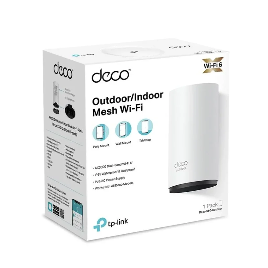 WiFi Mesh система TP-Link Deco X50-Outdoor(1-pack) (AX3000 Mesh Wi-Fi 6, 2xGE PoE WAN/LAN, 2 внутрішні антени) UA