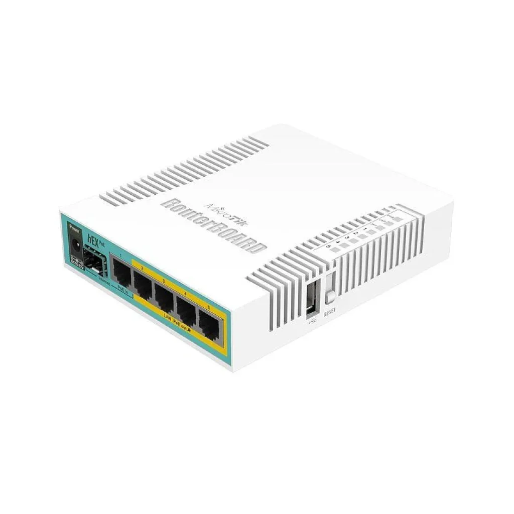 Маршрутизатор MikroTik RouterBOARD RB960PGS hEX PoE (800MHz/128Mb, 1xUSB, 5х1000Мбит, Passive PoE) UA