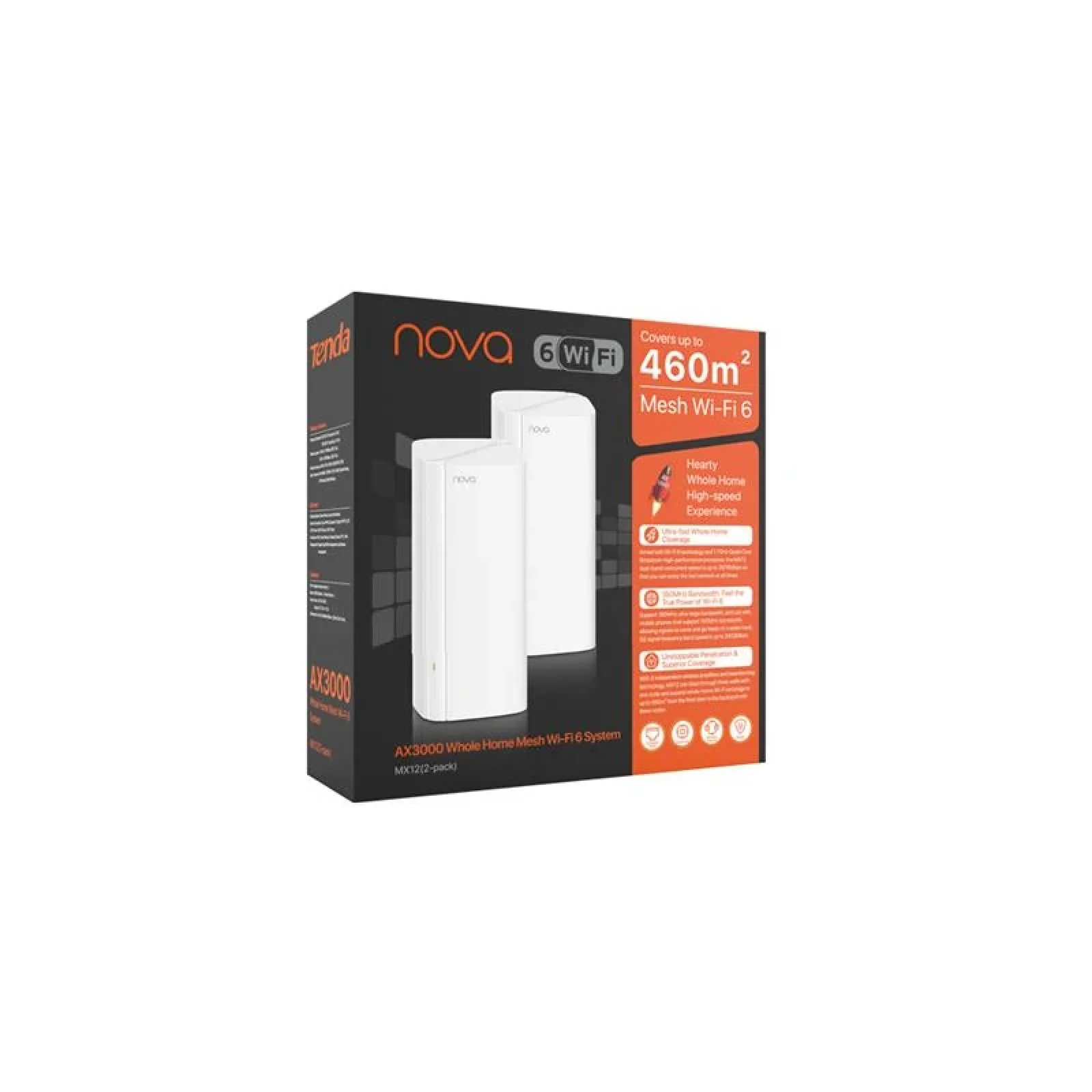 WiFi Mesh система Tenda MX12 (MX12-KIT-2) (AX3000, Wi-Fi EasyMesh, 1xGE WAN, 2xGE LAN, 4 антени по 3 dbi, 2-pack) UA