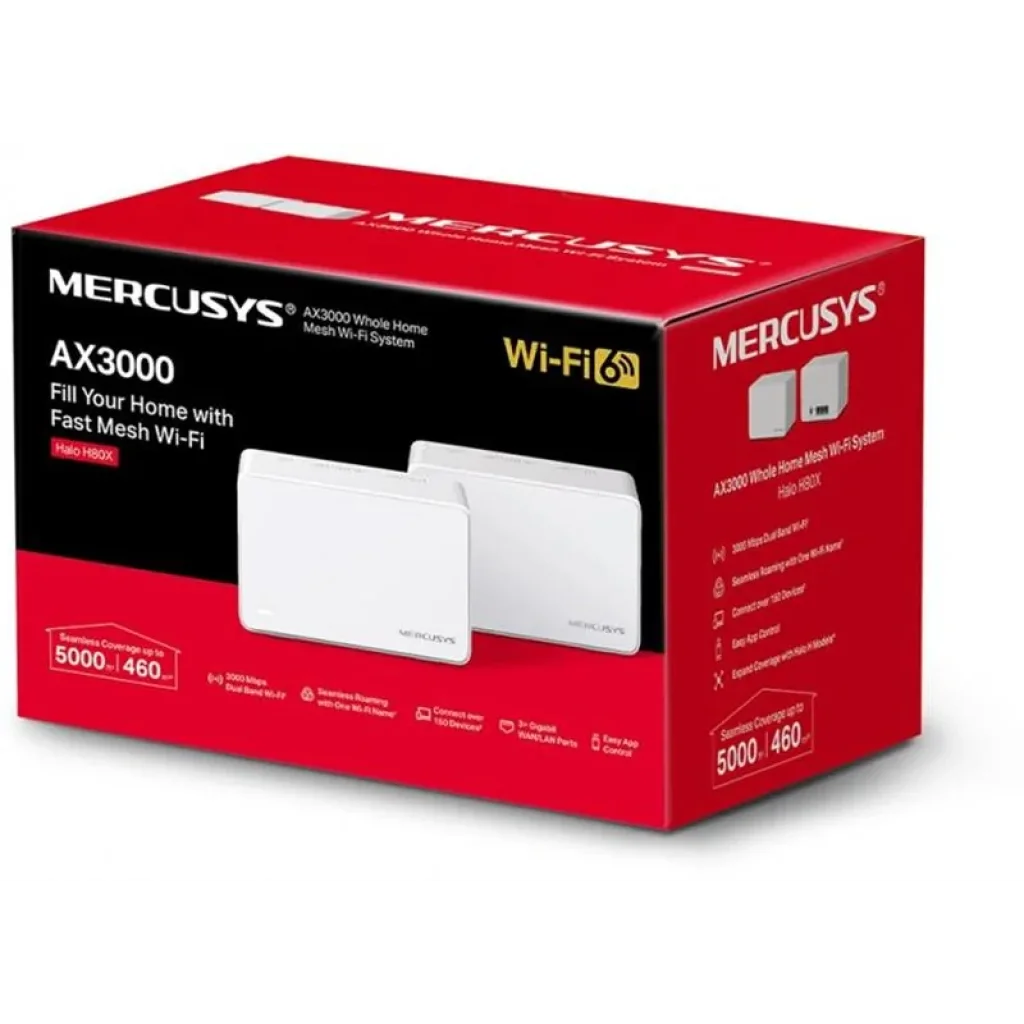 WiFi Mesh система Mercusys Halo H80X 2-pack, HALO-H80X-2-PACK UA