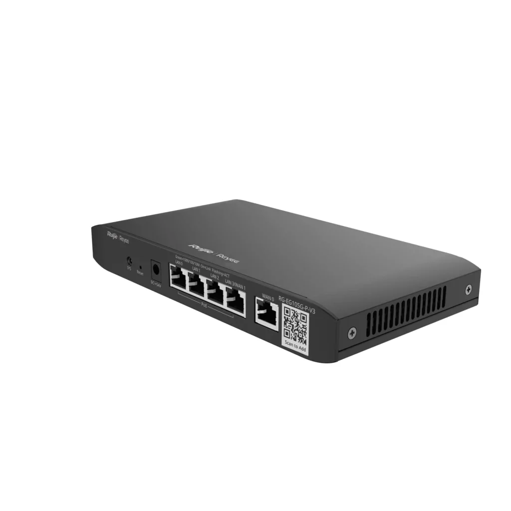 Маршрутизатор Ruijie Reyee RG-EG105G-P V3 (1xGE WAN, 1xGE WAN/LAN, 3xGE LAN, Ruijie Cloud, PoE 54W)
