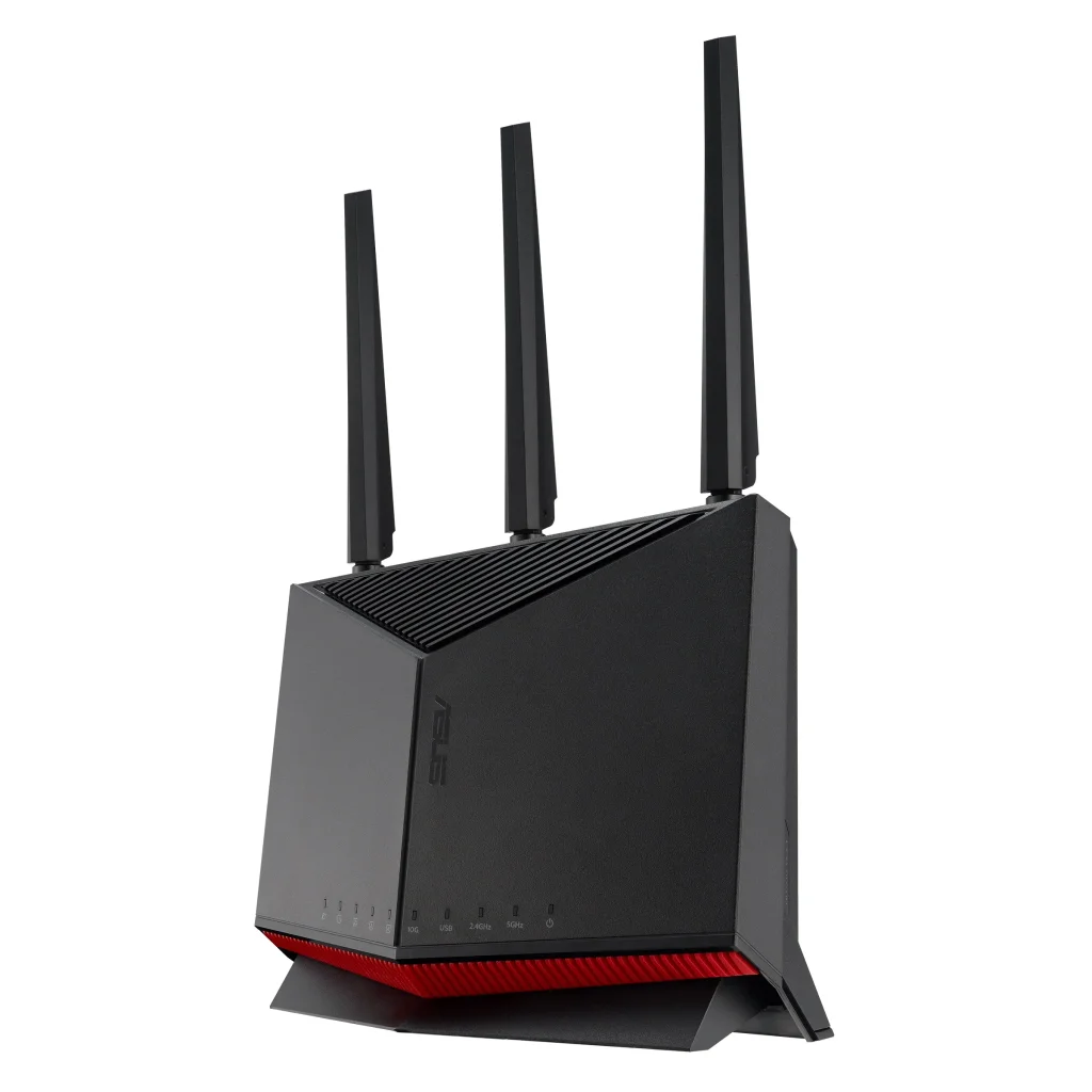 Бездротовий маршрутизатор Asus RT-BE86U (90IG08W0-MO9A0V) (WiFi7, BE6800, 2.4G-3x3, 5G-4x4, 1x10GE WAN, 1x2.5GE WAN, 3x2.5GE LAN, 1xUSB3.2, 1xUSB 2.0, AiMesh) UA