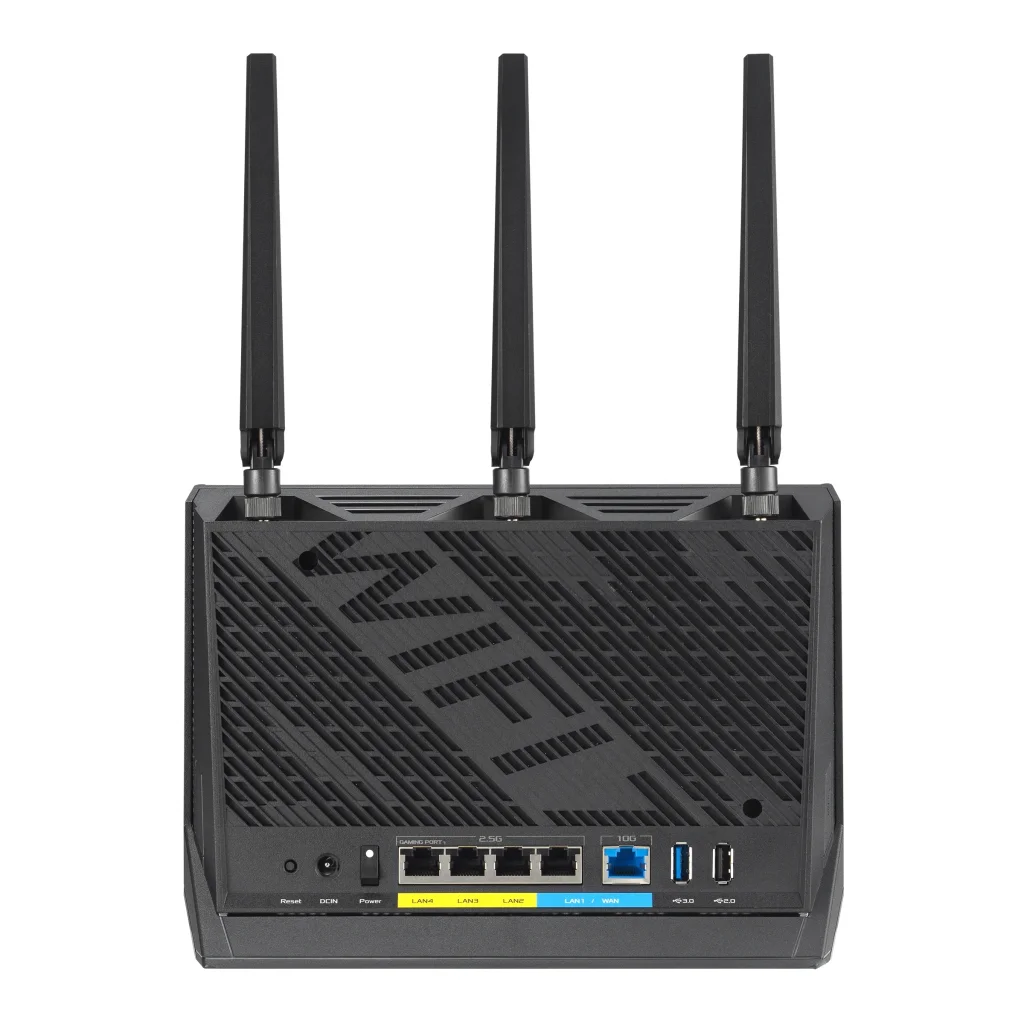 Бездротовий маршрутизатор Asus RT-BE86U (90IG08W0-MO9A0V) (WiFi7, BE6800, 2.4G-3x3, 5G-4x4, 1x10GE WAN, 1x2.5GE WAN, 3x2.5GE LAN, 1xUSB3.2, 1xUSB 2.0, AiMesh) UA