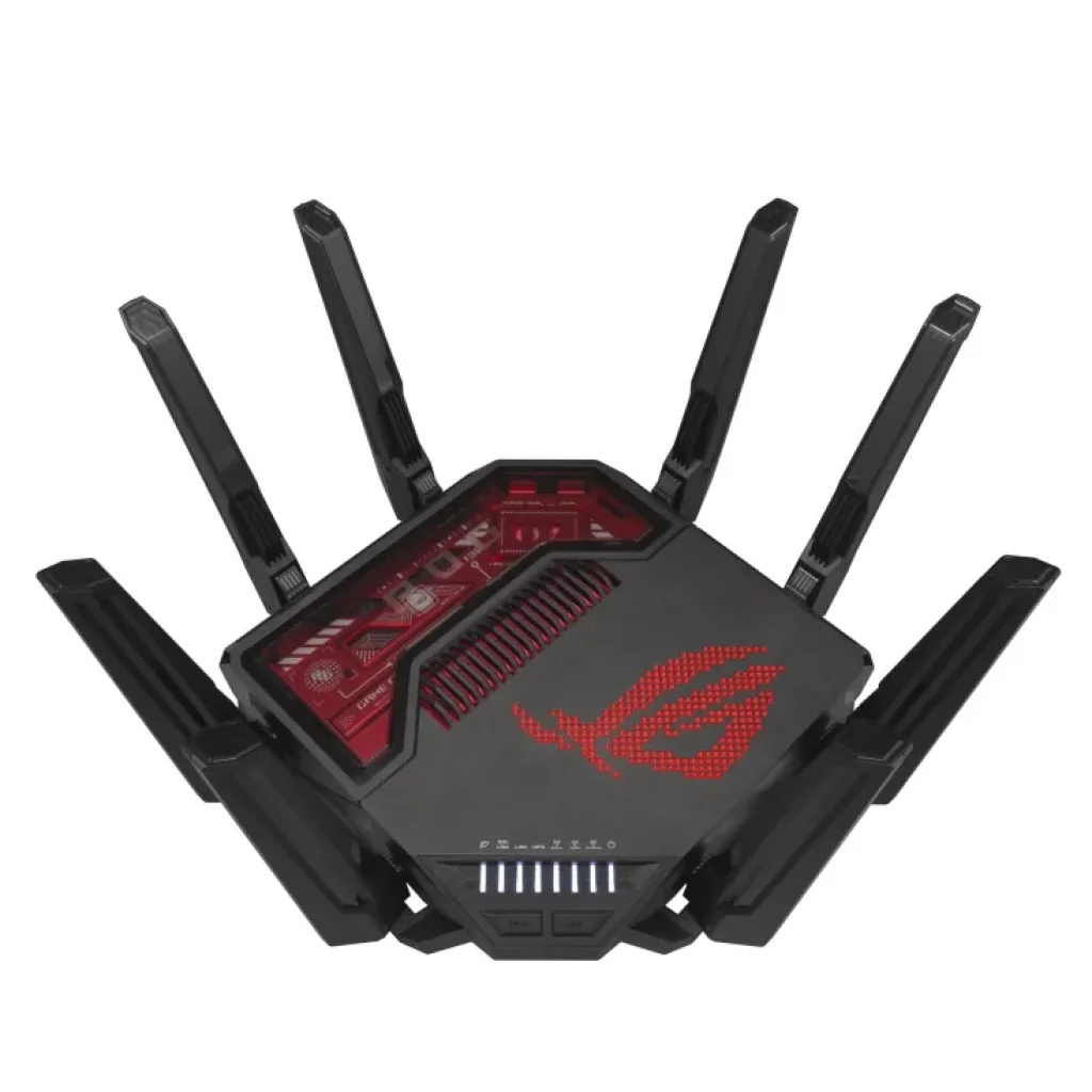 Бездротовий маршрутизатор Asus ROG Rapture GT-BE19000 (90IG0850-MO9A0V) (WiFi7, BE19000, 2.4G-4x4, 5G-4x4, 6G-4x4 1x10GE WAN, 1x2.5GE WAN, 1x10GE LAN, 3x2.5GE LAN, 1xGE LAN, 1xUSB3.2, 1xUSB 2.0, AiMesh) UA