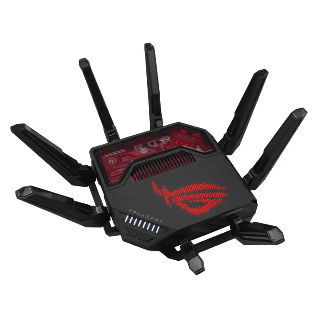 Бездротовий маршрутизатор Asus ROG Rapture GT-BE19000 (90IG0850-MO9A0V) (WiFi7, BE19000, 2.4G-4x4, 5G-4x4, 6G-4x4 1x10GE WAN, 1x2.5GE WAN, 1x10GE LAN, 3x2.5GE LAN, 1xGE LAN, 1xUSB3.2, 1xUSB 2.0, AiMesh) UA