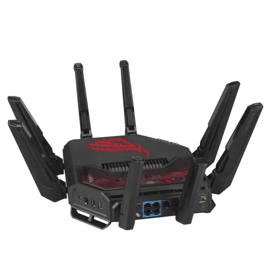 Бездротовий маршрутизатор Asus ROG Rapture GT-BE19000 (90IG0850-MO9A0V) (WiFi7, BE19000, 2.4G-4x4, 5G-4x4, 6G-4x4 1x10GE WAN, 1x2.5GE WAN, 1x10GE LAN, 3x2.5GE LAN, 1xGE LAN, 1xUSB3.2, 1xUSB 2.0, AiMesh) UA