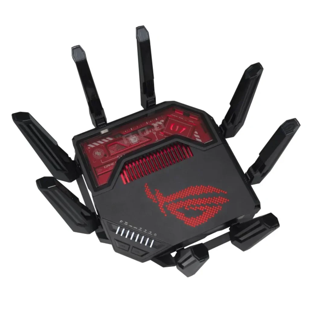 Бездротовий маршрутизатор Asus ROG Rapture GT-BE19000 (90IG0850-MO9A0V) (WiFi7, BE19000, 2.4G-4x4, 5G-4x4, 6G-4x4 1x10GE WAN, 1x2.5GE WAN, 1x10GE LAN, 3x2.5GE LAN, 1xGE LAN, 1xUSB3.2, 1xUSB 2.0, AiMesh) UA