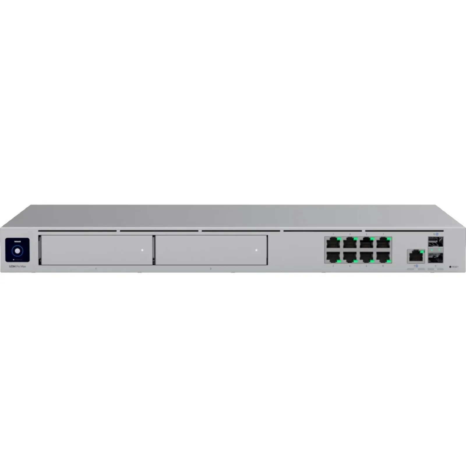Маршрутизатор Ubiquiti UniFi Dream Machine Pro Max (UDM-PRO-MAX) (NVR+Cloud Key+Switch) (Dual WAN:1xSFP+, 1x2.5G WAN, 1xSFP+ LAN, 8xGE LAN, 128Gb SSD, BT, 1U rack mount) UA