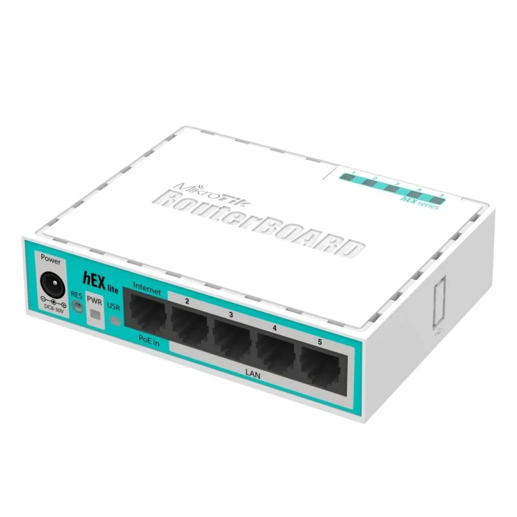 Маршрутизатор MikroTik RouterBOARD RB750r2 hEX lite (850MHz/64Mb, 5х100Мбит, PoE in) UA