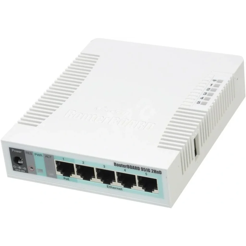 Беспроводной маршрутизатор MikroTik RB951G-2HnD (N300, 600MHz/128Mb, 5хGE, 1хUSB, 1000mW, PoE in, антена 2,5 дБи) UA