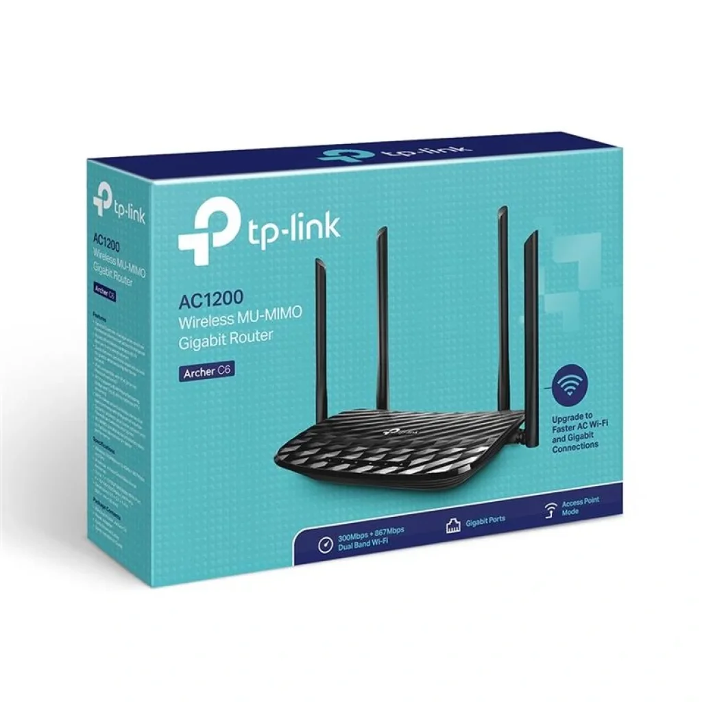 Беспроводной маршрутизатор TP-LINK Archer C6 (AC1200, 1*GE Wan, 4*GE LAN, MU-MIMO, 4 антенны)_EU, Archer C6_EU UA