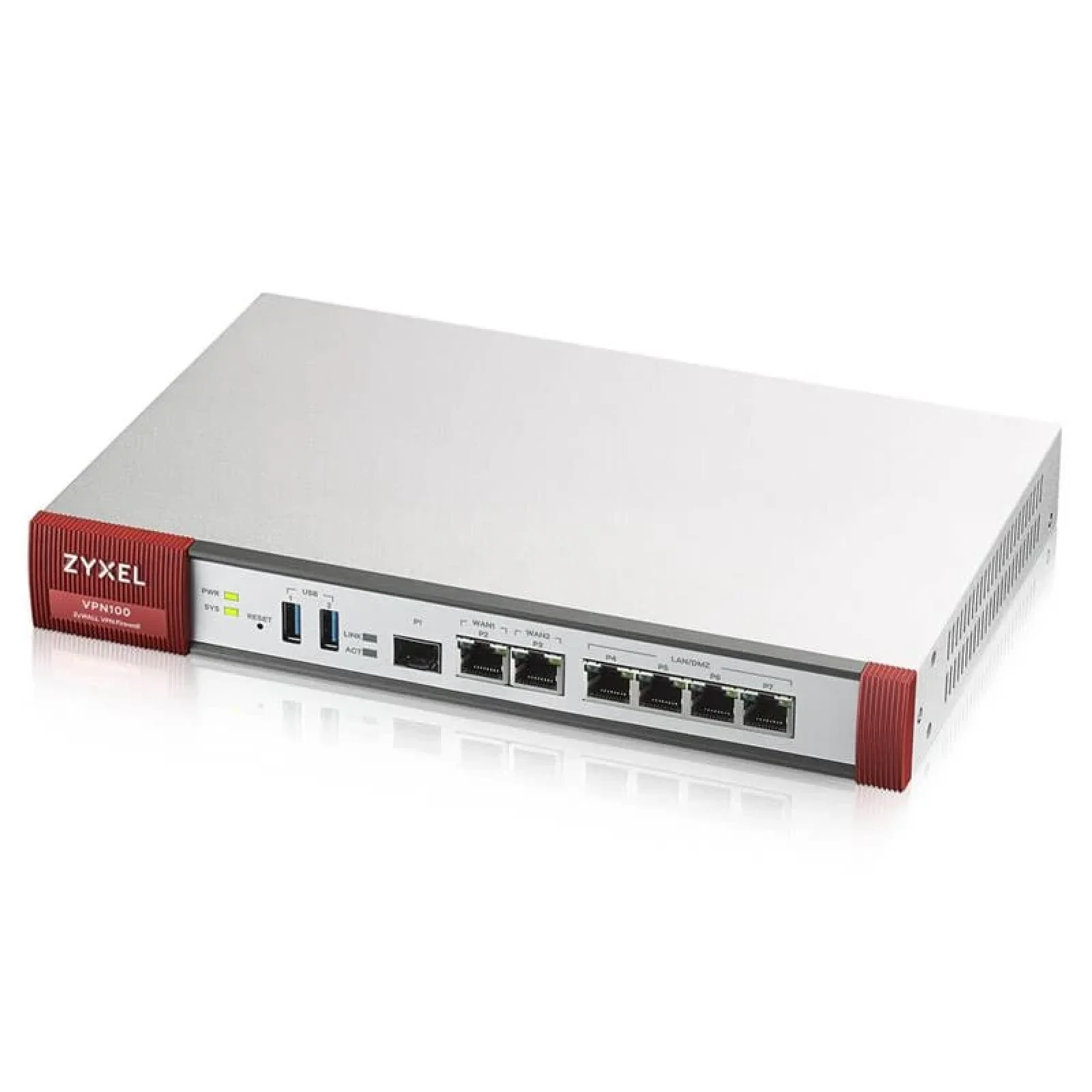 Міжмережевий екран ZYXEL ZyWALL VPN100 (VPN100-EU0101F) (2xGE WAN, 4xGE LAN/DMZ, 2хUSB3.0, 1xSFP, AP Controller (4/68), SD-WAN, Device HA Pro, підписка на 1 рік фільтрації контенту (CF) та Geo IP) UA