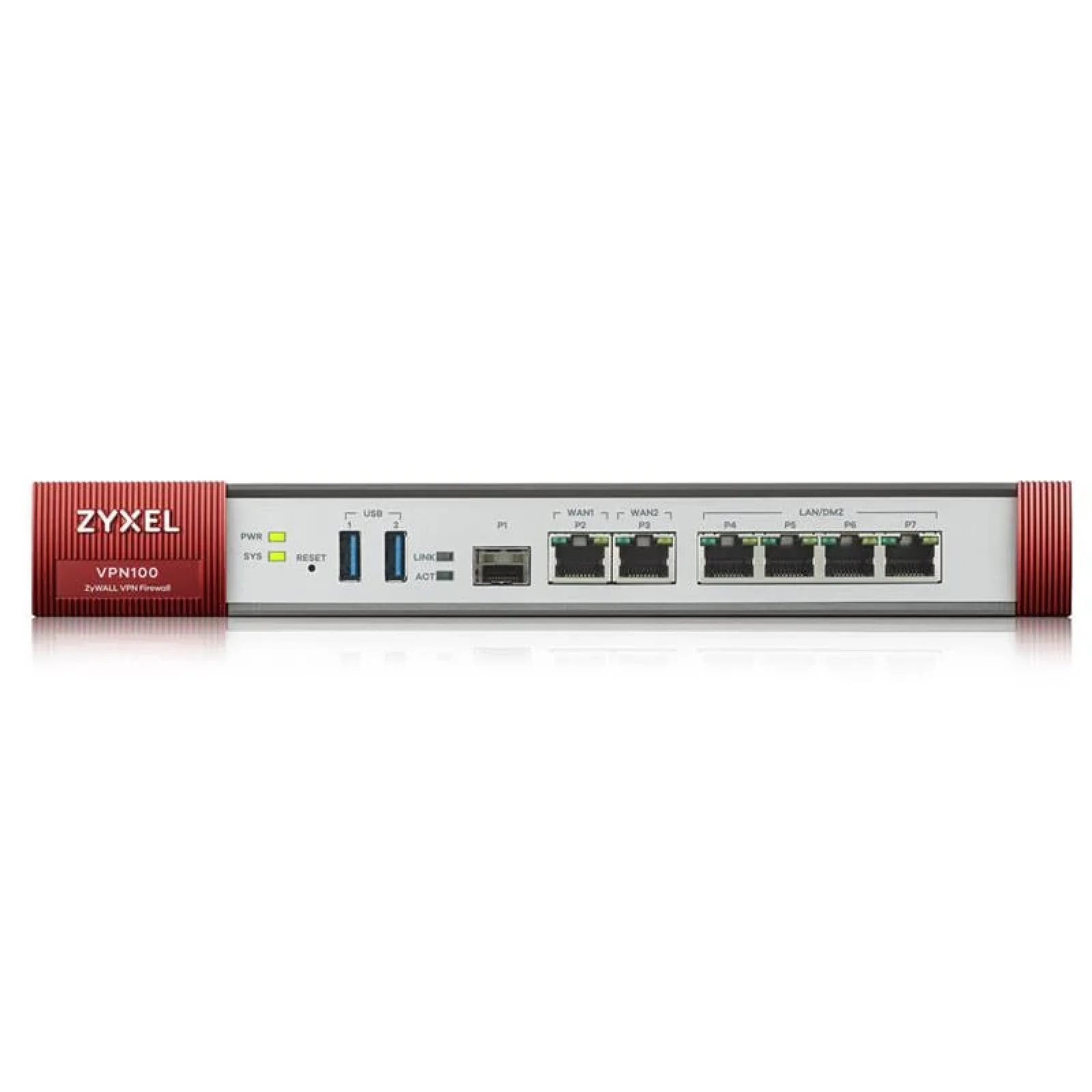 Міжмережевий екран ZYXEL ZyWALL VPN100 (VPN100-EU0101F) (2xGE WAN, 4xGE LAN/DMZ, 2хUSB3.0, 1xSFP, AP Controller (4/68), SD-WAN, Device HA Pro, підписка на 1 рік фільтрації контенту (CF) та Geo IP) UA