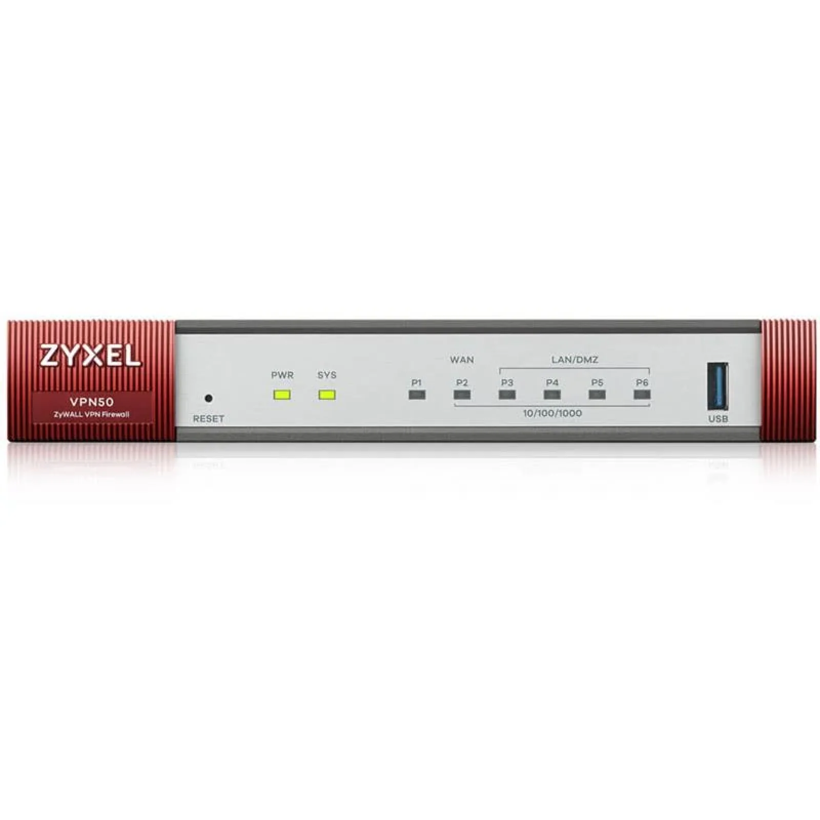 Міжмережевий екран Zyxel ZyWALL VPN50 (VPN50-EU0101F) (1xGE WAN, 4xGE LAN/DMZ, 1хUSB3.0, 1xSFP, AP Controller (4/36), SD-WAN, підписка на 1 рік фільтрації контенту (CF) та Geo IP) UA