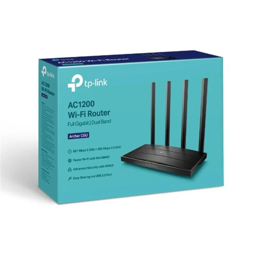 Бездротовий маршрутизатор TP-Link ARCHER C6U (AC1200, 1хGE WAN, 4хGE LAN, 1хUSB 2.0, MU-MIMO, Beamforming, Airtime Fairness, 4 зовнішні антени) UA