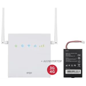 Беспроводной маршрутизатор ERGO R0516 c АКБ (N300, 4G/LTE cat4., 2xFE LAN, SIM, 3000mAh, 2x 5dBi внешние съёмные антенны), R0516 w/battery UA